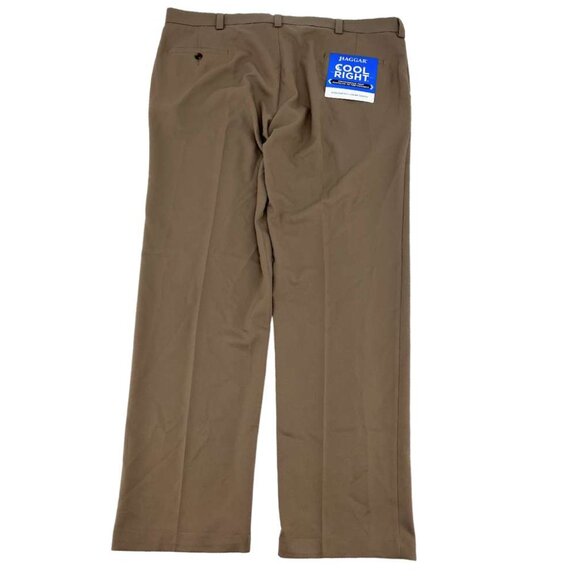 Haggar | Men's Cool Right Performance Pants | Dark Khaki | 42 x 32 - Picture 2 of 3